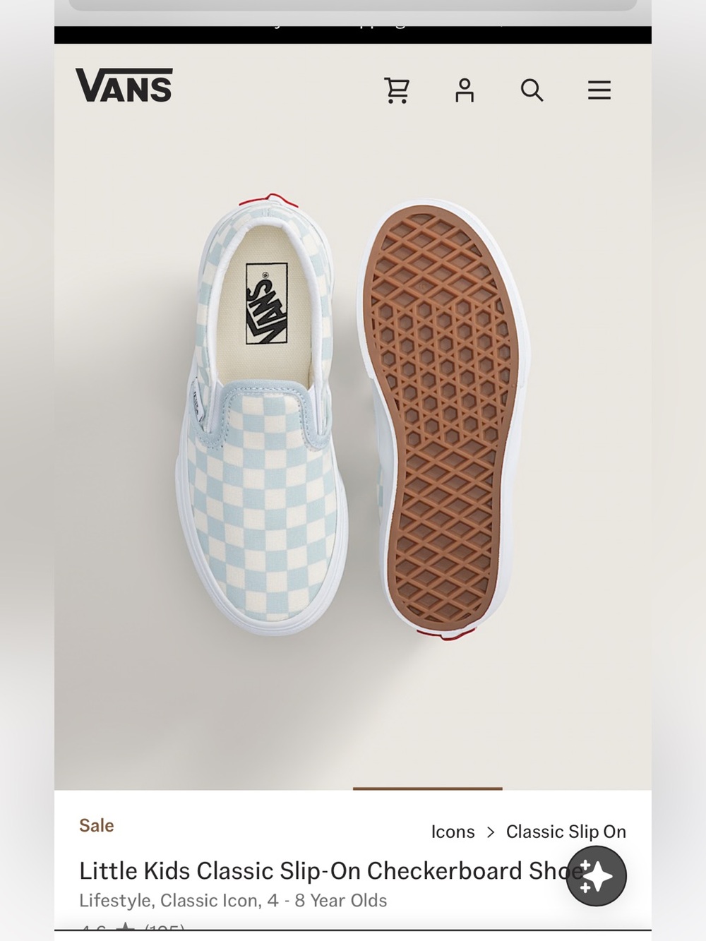Vans Kids Slip-On Checkerboard Sneakers - Light Blue & White